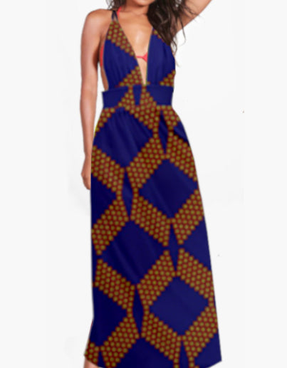 Kente Print Halter Dress
