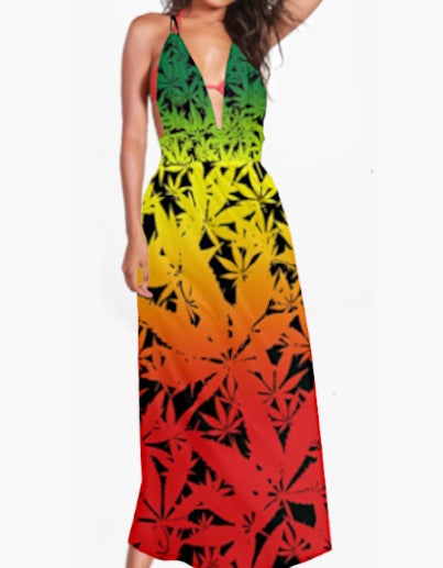 Ganja Print Halter Dress