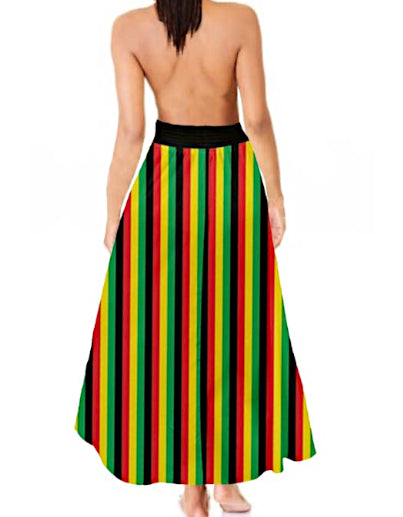 Striped Halter Dress in Rasta Colours