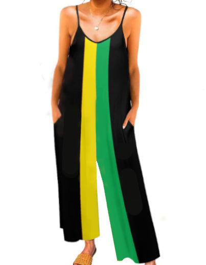 Black Striped Sleeveless Jumpsuit