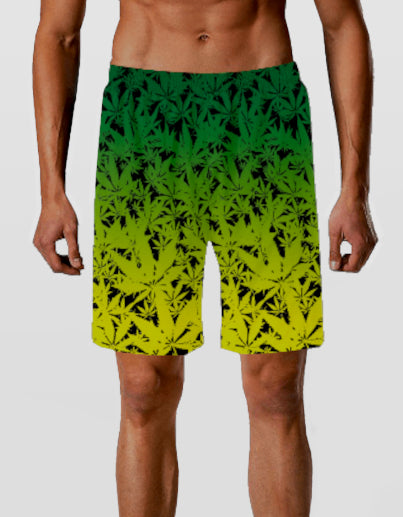 Jamaican Ganja Leaf Print Swim Shorts
