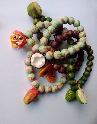 Jamaican Fruit Charm Beaded Bracelet