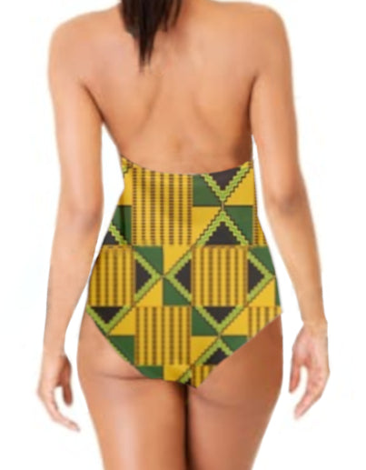 Kente Halter One-Piece Swimsuit