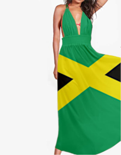 Jamaican Flag Halter Dress