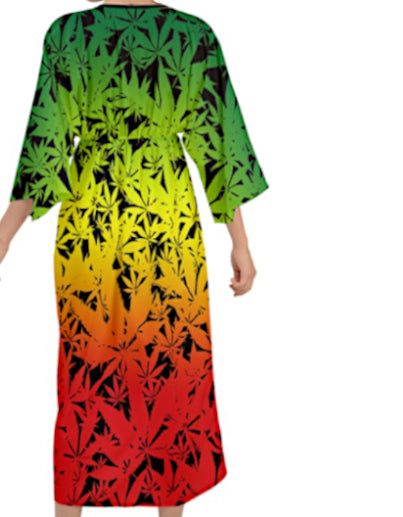 Ganja Print Dress in Rasta Colours
