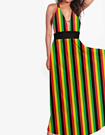 Striped Halter Dress in Rasta Colours