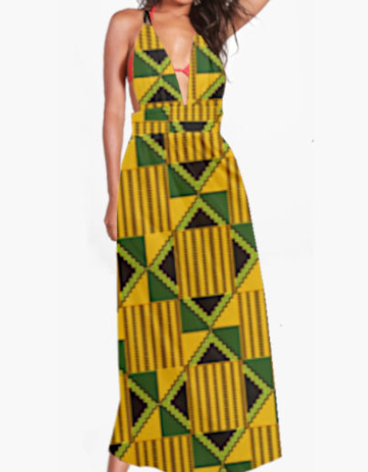 Kente Print Halter Dress
