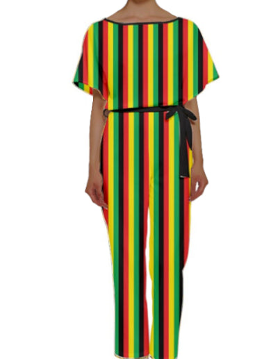 Striped Jumpsuit in Rasta Colours