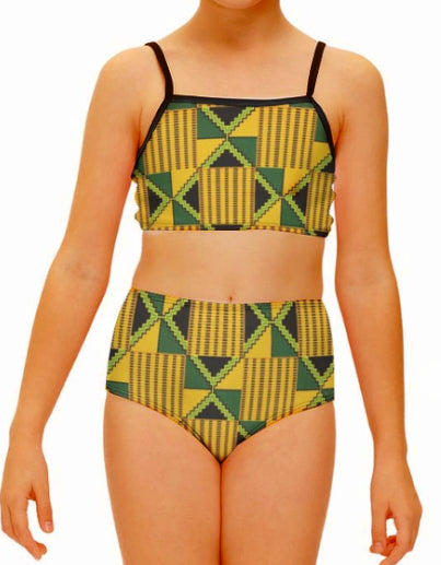 Girls' Kente Print Two-Piece Swimsuit