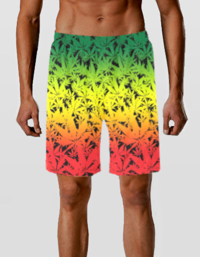 Jamaican Ganja Leaf Print Swim Shorts