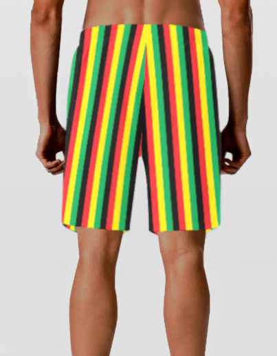 Jamaican Striped Swim Shorts in Rasta Colours