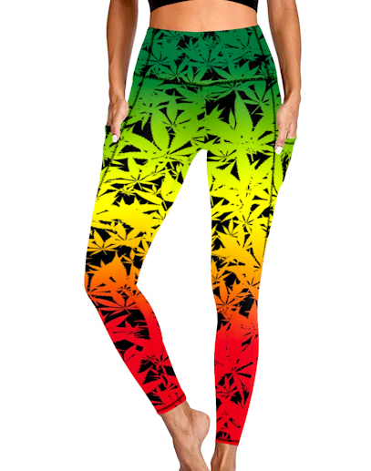 Ganja Print Leggings with Pockets