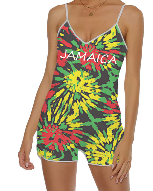 Tie Dye Jamaica Romper in Rasta Colours