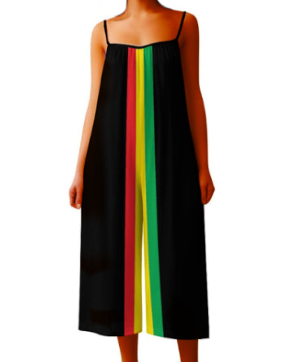 Girls' Striped Jumpsuit in Rasta Colours