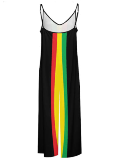 Black Striped Sleeveless Jumpsuit